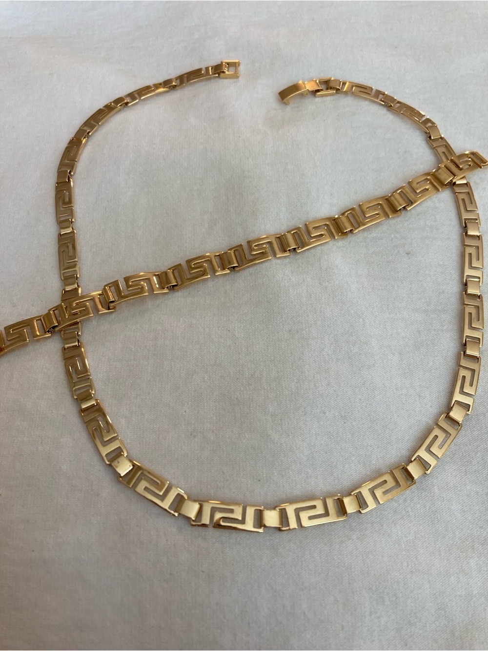 Greek Key Designed Necklace and Bracelet Set